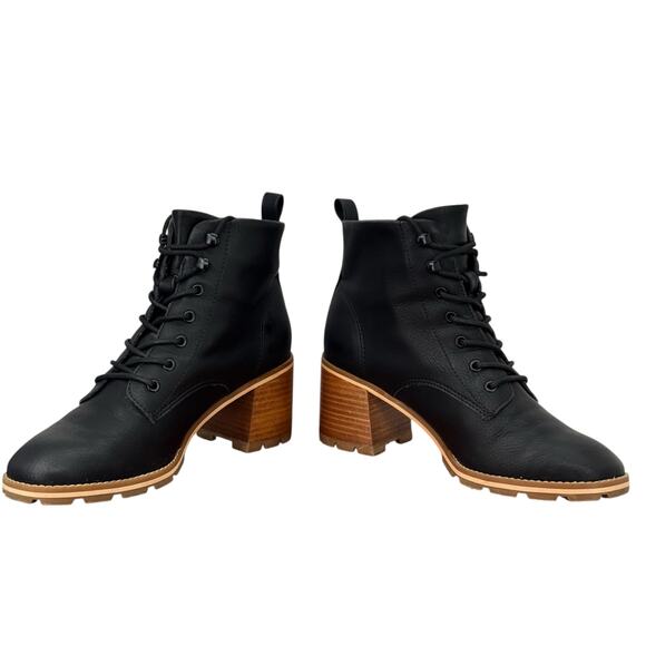 Korks Kork Ease Boot Combat Lace Up Vegan Womens SZ 8.5 Black Ankle Faux Leather - Picture 7 of 12